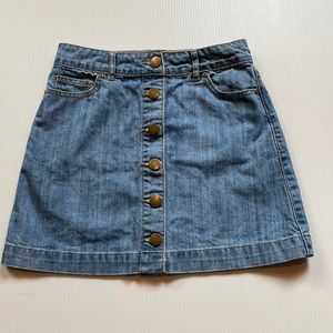 Forever 21 contemporary full front button down denim skirt.  Women’s Size small